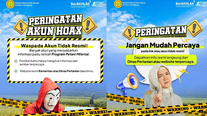 Waspada akun palsu yang menyebar informasi bohong soal Program Brigade Pangan dan Pendaftaran Petani Milenial.