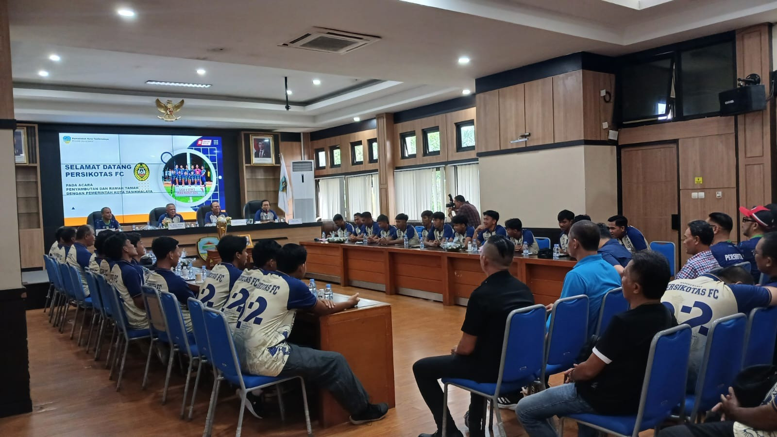 Acara penyambutan Persikotas yang digelar di Aula Bale Kota Tasikmalaya pada Minggu (29/12/2024) pagi.