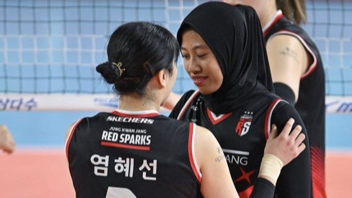 Foto Megawati Hangestri dan Yeum Hye-seon saat main untuk Red Sparks Instagram