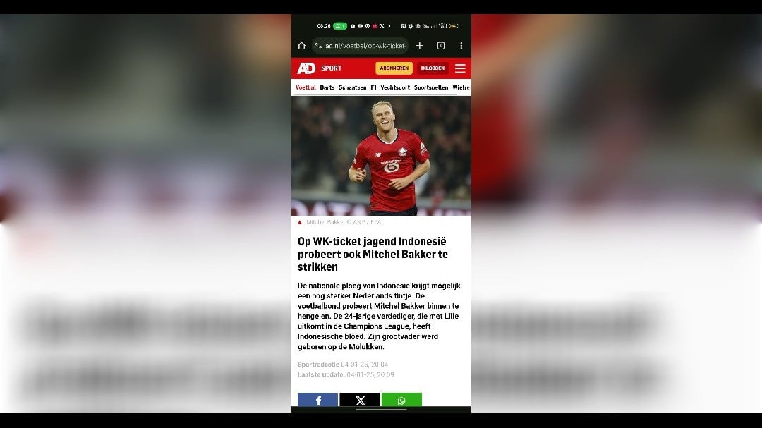 Media Belanda sebut Mitchel Bakker dihubungi PSSI untuk bela Timnas Indonesia