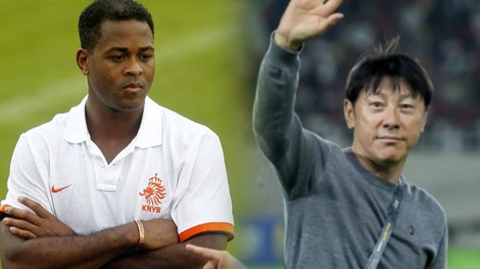 Kolase foto calon pelatih timnas Indonesia, Patrick Kluivert dan Shin Tae-yong.