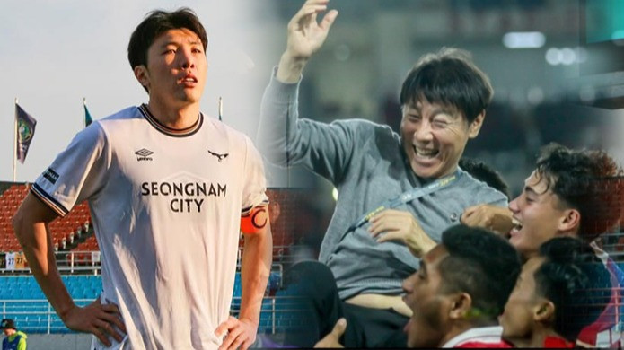 Kolase foto Shin Jae-won dan Shin Tae-yong eks pelatih timnas Indonesia.