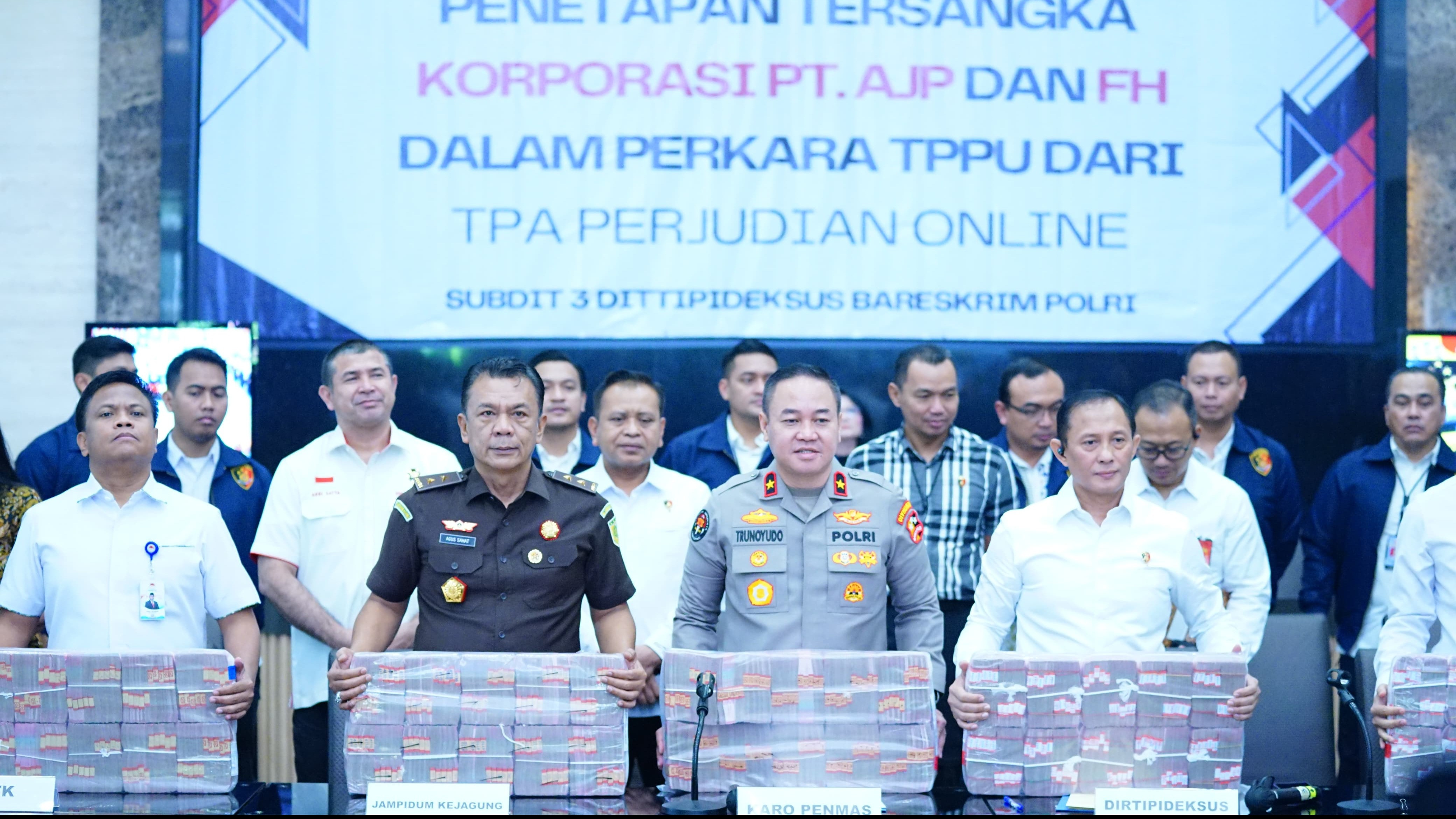 Sita Uang Rp103,27 Miliar, Polisi PT AJP dan FH sebagai Tersangka TPPU Judi Online