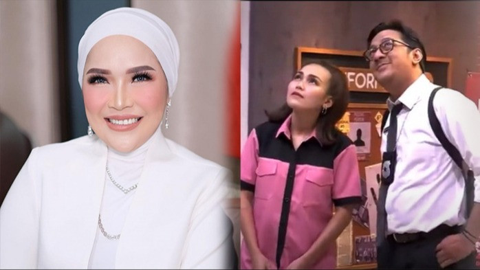 Kolase foto Umi Kalsum, Ayu Ting Ting dan Andre Taulany.