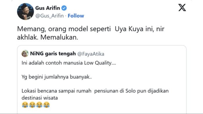 Komentar Gus Arifin menanggapi aksi Uya Kuya di Amerika Serikat