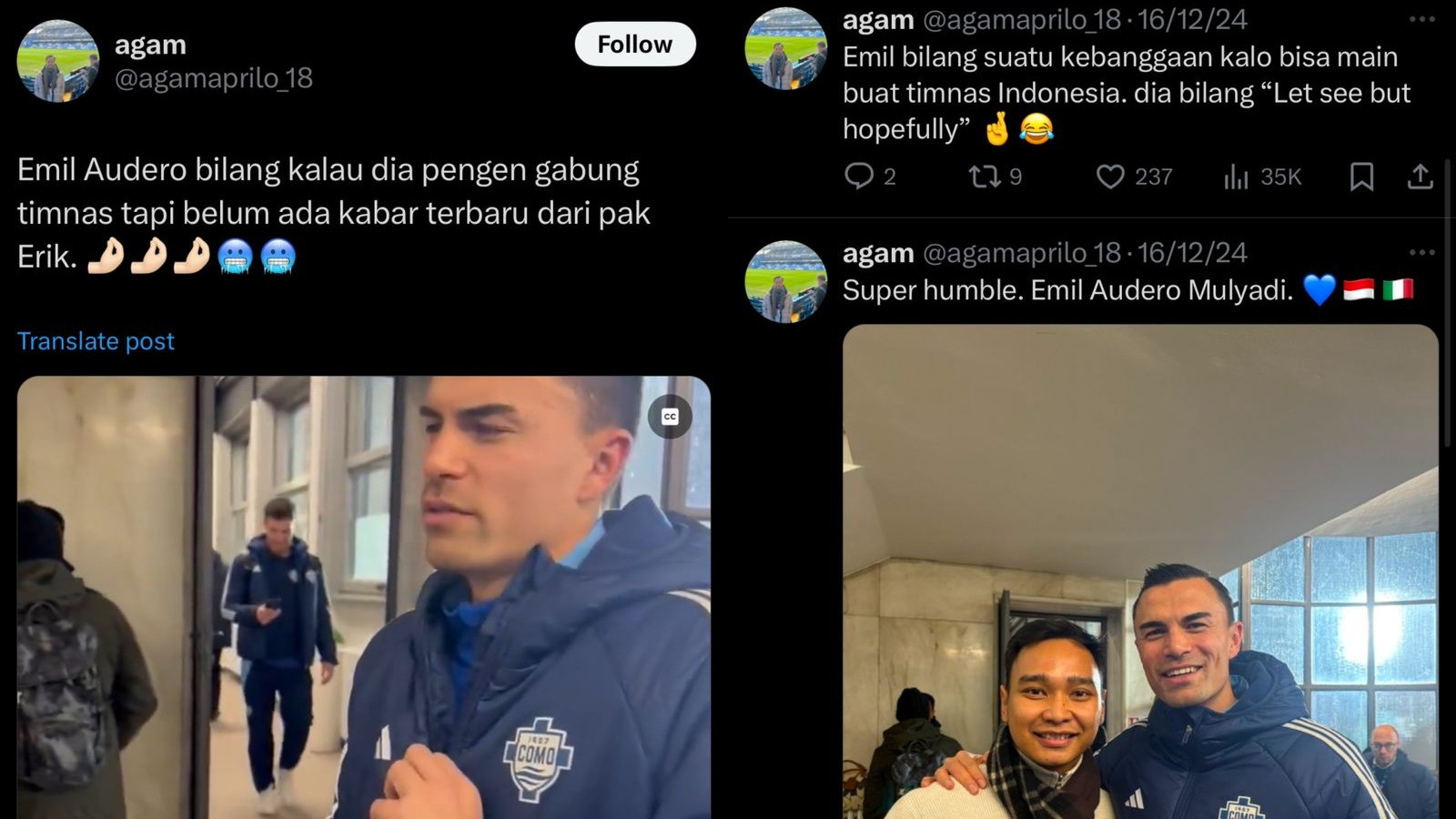 Emil Audero indikasikan ketersediaannya gabung Timnas Indonesia