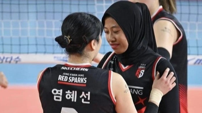 Foto Kapten Red Sparks, Yeum Hye-seon dan Megawati Hangestri