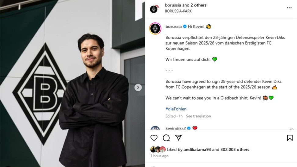 Borussia Monchengladbach resmi memperkenalkan Kevin Diks sebagai rekrutan anyar