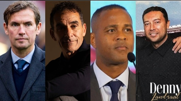 Kolase foto asisten dan pelatih timnas Indonesia, Patrick Kluivert, Alex Pastoor, Denny Landzaat dan Gerald Vanenburg.