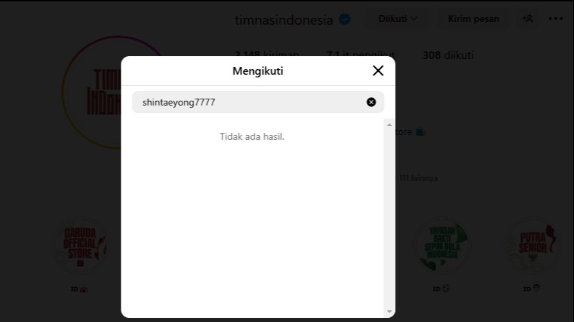 Instagram Resmi Timnas Indoensia Unfollow Akun Shin Tae-yong