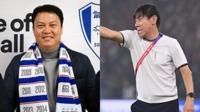 Kiper legenda Timnas Korea Selatan, Lee Woon-jae dan mantan pelatih Timnas Indonesia, Shin Tae-yong