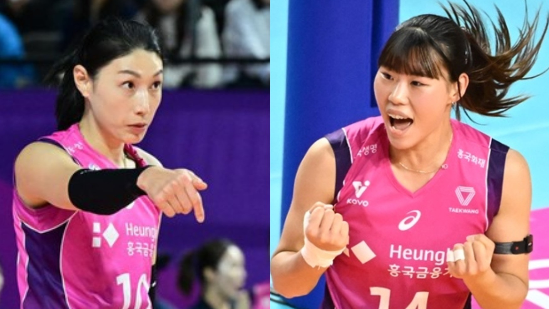 Ratu Voli Korea, Kim Yeon-koung dan Jeong Yun-ju berseragam Pink Spiders