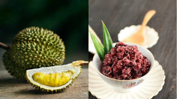 Ilustrasi buah durian dan tape ketan