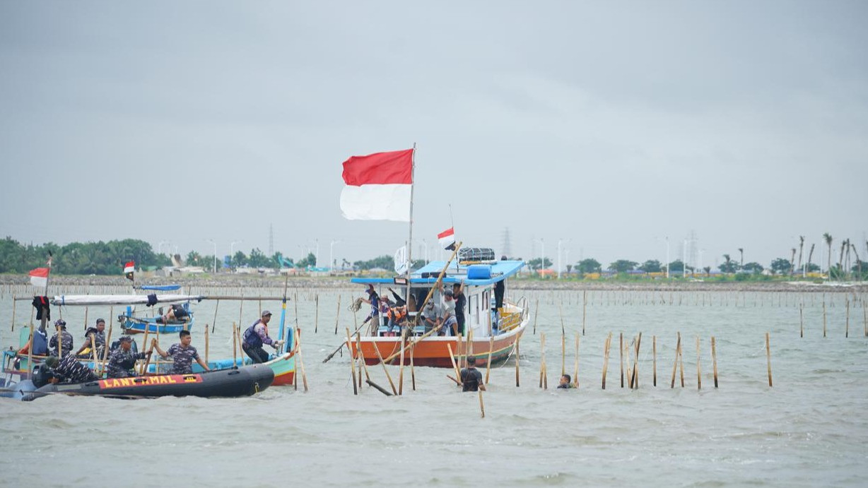 Pembongkaran pagar laut di Tangerang