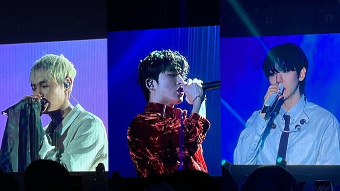 Jey, B,I dan Baekhyun EXO di Overpass Jakarta 2025