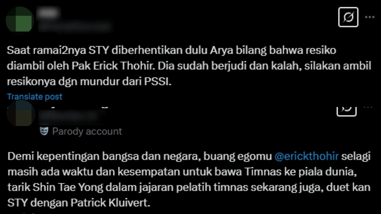 Suporter Tagih Janji Erick Thohir untuk Mundur dari Jabatan Ketum PSSI usai Indonesia Digulung Australia 1-5: Dia Sudah Kalah...
            - galeri foto