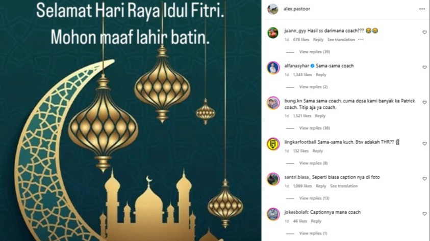 Ucapan selamat lebaran dari Alex Pastoor