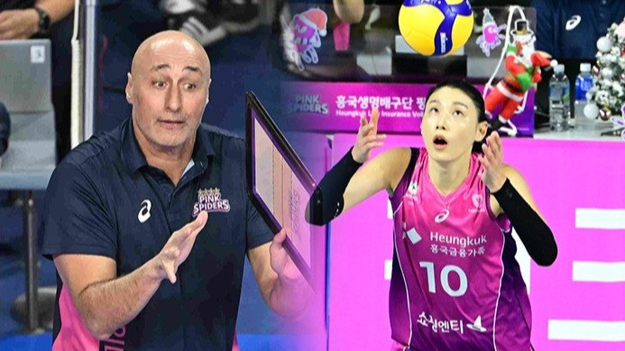 Pelatih Pink Spiders, Marcello Abbondanza dan Ratu Voli Korea, Kim Yeon-koung.