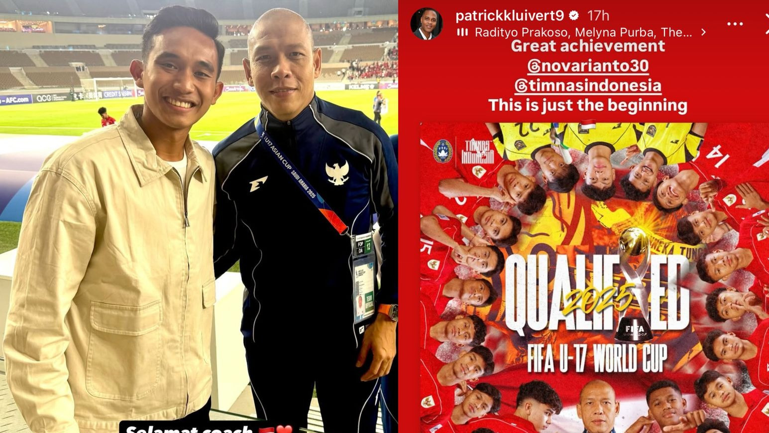 Pujian Patrick Kluivert dan pemain senior Timnas Indonesia untuk kesuksesan Timnas Indonesia U-17