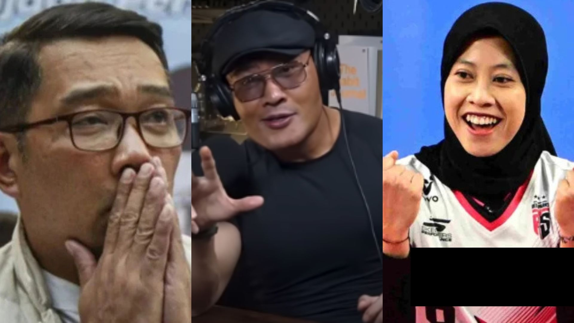 Kolase foto Ridwan Kamil, Deddy Corbuzier, dan Megawati Hangestri