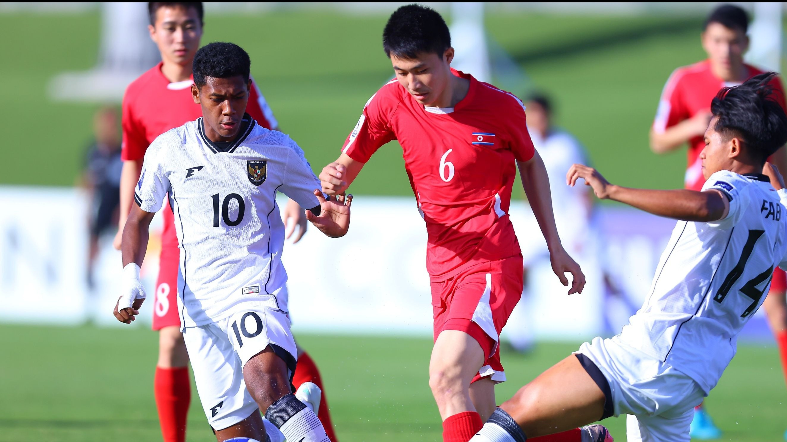 Skuad Timnas Indonesia vs Korea Utara dalam ajang Piala Asia U-17 2025.
