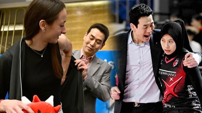 Potret pemain terbaru Red Sparks, Elisa Zanette (kiri), Ko Hee-jin (tengah) dan Megawati Hangestri (kanan).