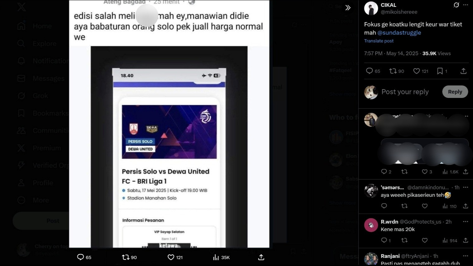 Bobotoh Salah Beli Tiket