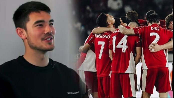 Elkan Baggott dan skuad Timnas Indonesia saat menghadapi Bahrain.
